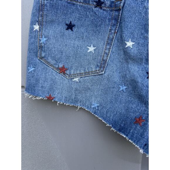 Blank NYC The Barrow Vintage High Rise Stars Embroidered Jean Shorts Sz 28 USA - Picture 11 of 16